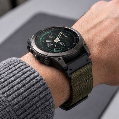 6. Pasek Tech-Protect Nylon Classic na Garmin Fenix 5X / 5X Plus / 6X / 6X Pro / 7X / 8 / 8 Pro / 9 / 9 Pro (47 mm) - zielony