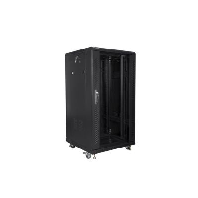 9. Szafa rack Lanberg FF01-6622-12B (22U; 19''; 1160 mm / 600mm / 600 mm; stojąca; Szklane; 800 kg; kolor czarny)
