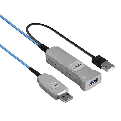 3. Lindy 43345 kabel USB USB 3.2 Gen 1 (3.1 Gen 1) 30 m USB A 2 x USB A Niebieski, Srebrny