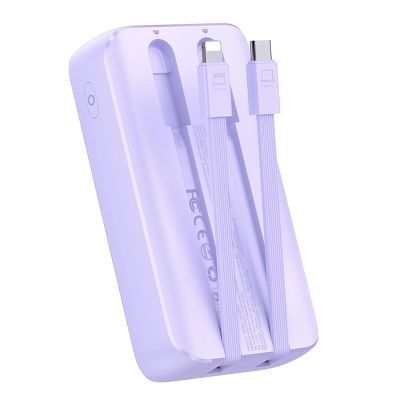 6. Mini powerbank Joyroom JR-PBC06 z wbudowanymi kablami USB-C / Lightning 30W 10000mAh - fioletowy