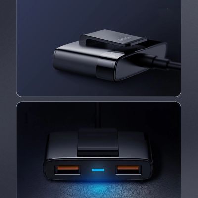 12. Joyroom szybka ładowarka samochodowa 5x USB 6,2 A z przedłużaczem czarny (JR-CL03)
