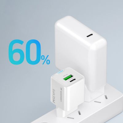 8. Ładowarka sieciowa Wozinsky WWC-35W GaN USB-A + USB-C - biała