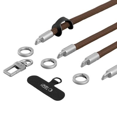 3. Smycz do telefonu Tech-Protect C10S Crossbody (114 cm) + na nadgarstek (31 cm) - brązowo-tytanowa