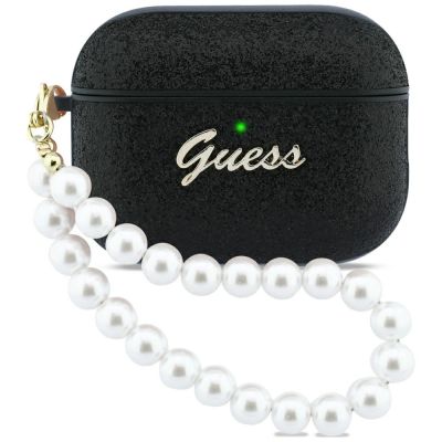 Etui Guess Glitter Pearl Strap na AirPods Pro 3 - czarne