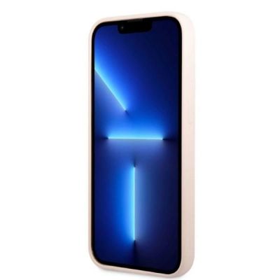 5. Etui Guess Silicone Logo Plate MagSafe na iPhone 13 Pro Max - różowe