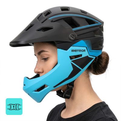 12. Kask rowerowy full-face Meteor Hydra M 55-58 cm czarny/niebieski