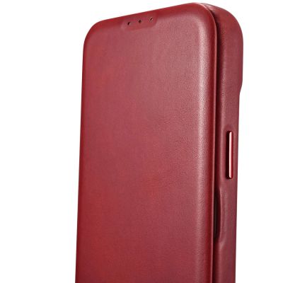 15. iCarer CE Oil Wax Premium Leather Folio Case skórzane etui iPhone 14 Plus z klapką magnetyczne MagSafe czerwony (AKI14220707-RD)