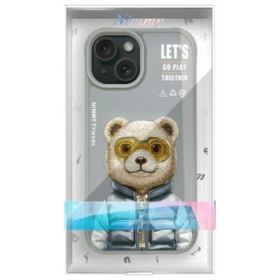 13. Etui Nimmy Cool&Cute 2.0 Bear do iPhone 15 - szare