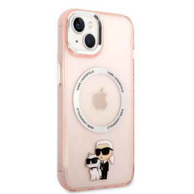 4. Etui Karl Lagerfeld Iconic Karl&Choupette MagSafe na iPhone 14 - różowe