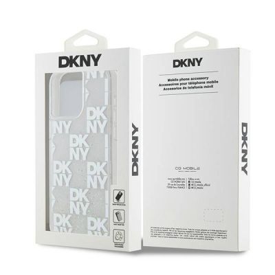 8. Etui DKNY Liquid Glitter Multilogo na iPhone 15 Pro Max - białe