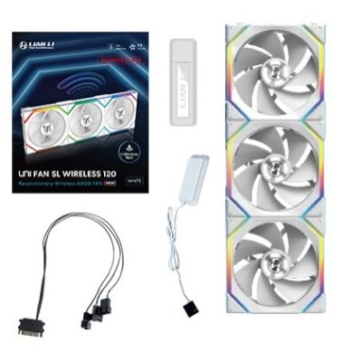 2. Wentylator Lian Li UNI FAN SL Wireless 120 Reverse Blade Obudowa komputera Wentylator 12 cm Biały 3 sztuki