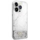 4. Etui Guess Liquid Glitter Marble na iPhone 14 Pro - białe