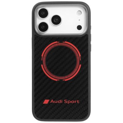 Etui Audi RSQ Carbon Fiber Sport Red Circle MagSafe do iPhone 17 Pro Max - czarne