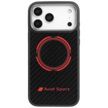 Etui Audi RSQ Carbon Fiber Sport Red Circle MagSafe do iPhone 17 Pro Max - czarne