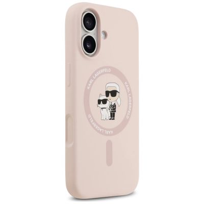 4. Etui Karl Lagerfeld Silicone Karl&Choupette Ring MagSafe do iPhone 17 - różowe