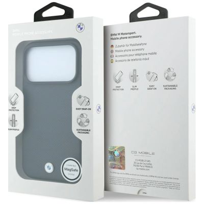 8. Etui BMW Kevlar Metal Logo MagSafe na iPhone 18 Pro / 17 Pro - grafitowe