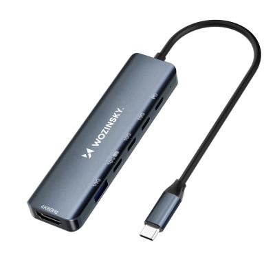2. Hub USB-C 6 w 1 Wozinsky WHBC10Y4S wielofunkcyjny, aluminiowy, z kablem 15 cm - szary