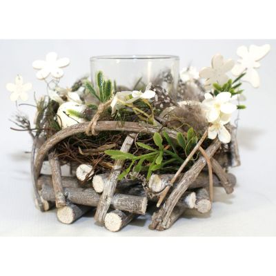 5. ŚWIECZNIK DEKORACYJNY PIÓRKA 16cm na TEA LIGHT