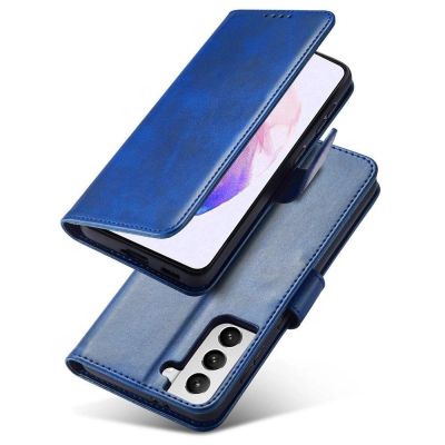 19. Magnet Case elegancki futerał etui pokrowiec z klapką i funkcją podstawki Samsung Galaxy S22+ (S22 Plus) niebieski
