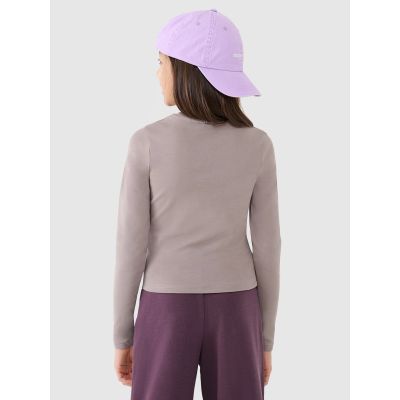 3. Longsleeve slim gładki dziewczęcy 4F 4FJRSS25TLONF505-83S