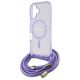 5. Etui Guess Crossbody Cord Script MagSafe na iPhone 16 - fioletowe
