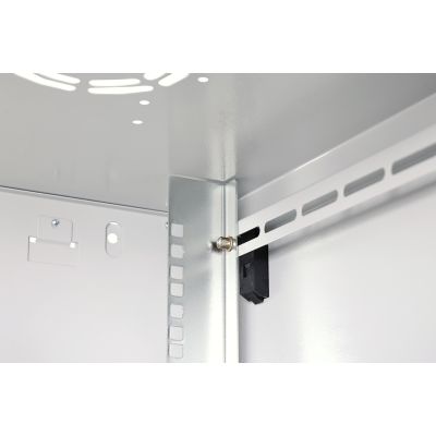 31. Szafa sieciowa wisząca DYNAmic 19" 9U rack 600x600, drzwi szyba, szary, niedzielona, złożona, 60kg