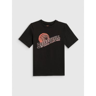 5. T-shirt regular z nadrukiem chłopięcy 4F 4FJRSS26TTSHM4278-20S