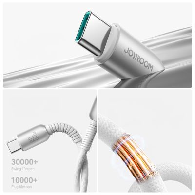 12. Kabel Joyroom S-A51 Cutting-Edge Series 60W USB-C - USB-C 1,2m - jasnoszary