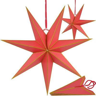 DEKORACJA PAPIEROWA GWIAZDA 45CM 7 RAMION CZERWONA SASKA GIFT & DECOR