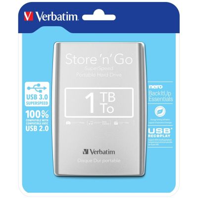 8. Verbatim Store 'n' Go zewnętrzny dysk twarde 1000 GB Srebrny