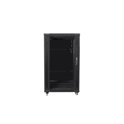 4. Szafa rack Lanberg FF01-6822-12B (22U; 19''; 1160 mm / 600mm / 800 mm; stojąca; Szklane; 800 kg; kolor czarny)