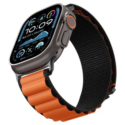 8. Pasek Pasek Spigen WBF1 na Apple Watch 44 / 45 / 46 / 49 mm - czarno-pomarańczowy