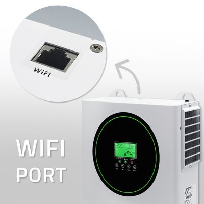 6. Qoltec Hybrydowy inwerter solarny Off-Grid 1500W | 100A | 12V | MPPT | Sinus | Opcja Wi-Fi | Power Factor 1.0