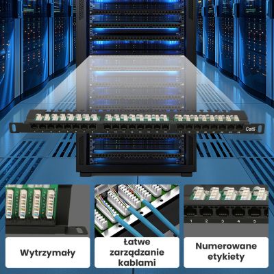 16. Patch panel Extralink EX.9663 (0.5U; kat. 6; 24xRJ-45)