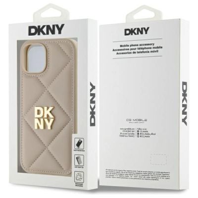 8. Etui DKNY Quilted Stack Logo na iPhone 15 - beżowe