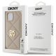 8. Etui DKNY Quilted Stack Logo na iPhone 15 - beżowe
