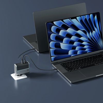 7. Ładowarka sieciowa Cuktech AD1404UEU 140 W GaN 3x USB-C + USB-A z kablem USB-C - szara