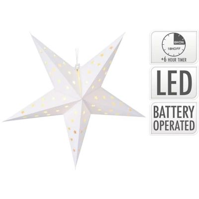 8. GWIAZDA DEKORACYJNA PAPIEROWA Z PODŚWIETLENIEM LED 60CM BIAŁA TIMER