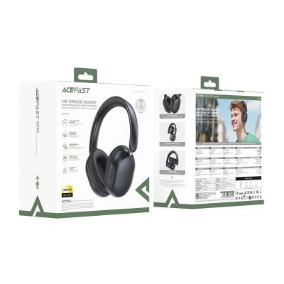 6. Słuchawki bezprzewodowe Acefast H12 nauszne Bluetooth 5.4 z ANC - czarne