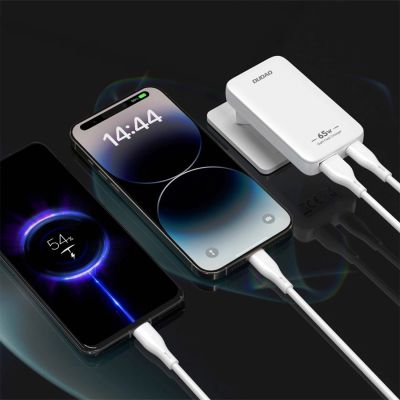 7. Ładowarka sieciowa podróżna GaN Dudao A65Q 65W USB-A / USB-C PD ultracienka EU / US - biała