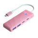 Hub USB Orico PAPW2AC-C3-C3 4-portowy 2x USB-A 3.0 1x USB-C 3.0 z ładowaniem USB-C PD 100 W 0,15 m - różowy