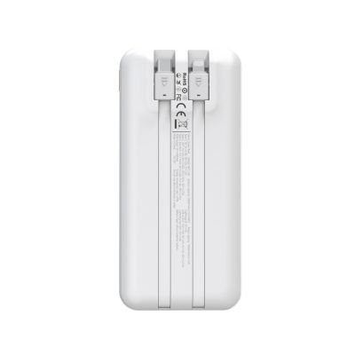 4. Powerbank Wozinsky WFC-15W 20000mAh 22,5W PD20W z wbudowanymi kablami Lightning i USB-C - biały