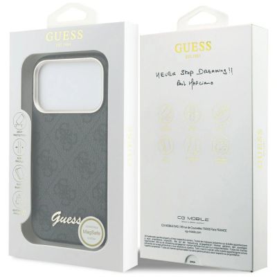 8. Etui Guess 4G Script MagSafe na iPhone 17 Pro Max - czarne