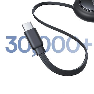 12. Kabel zwijany Baseus Free2Pull Mini 100W 3w1 USB-C - 2xUSB-C 1.2m - czarny