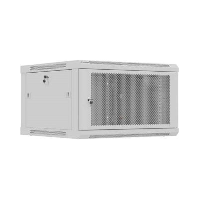 7. LANBERG SZAFA INSTALACYJNA RACK WISZĄCA 19" 6U 600X600 SZARA DRZWI PERFOROWANE (FLAT PACK)
