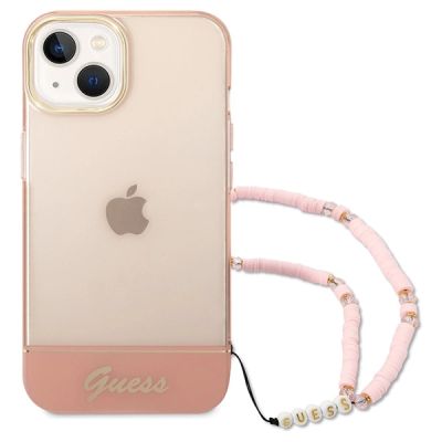 2. Etui Guess Translucent Pearl Strap na iPhone 14 Plus - różowe