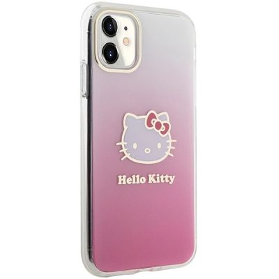 4. Etui Hello Kitty IML Gradient Electrop Kitty Head na iPhone 11 / Xr - różowe
