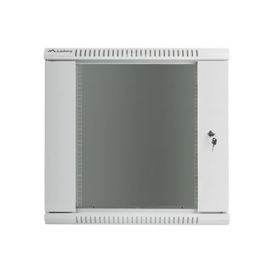 9. Szafa rack Lanberg WF01-6412-10S (12U; 635mm / 600mm / 450 mm; wisząca; Szklane; 19''; kolor szary)