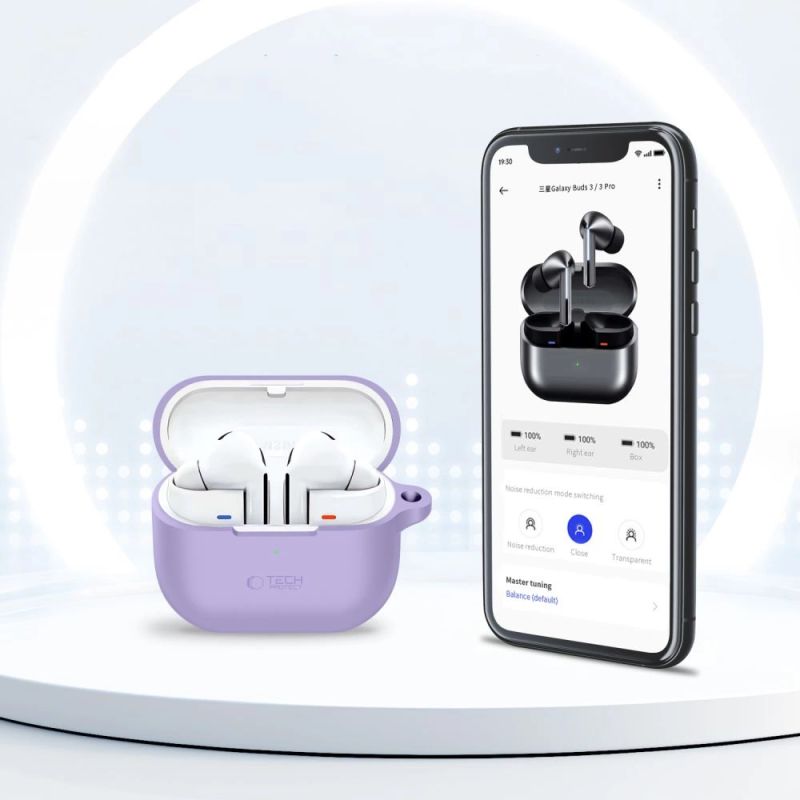 5. Etui Tech-Protect Silicone Hook na Samsung Galaxy Buds 3 / 3 FE / 3 Pro - fioletowe