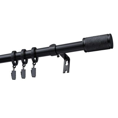 KARNISZ ROZSUWANY POJEDYNCZY FI 19 MM GAMA CZARNY 140-220 CM Z KÓŁKAMI KOWALSKI
